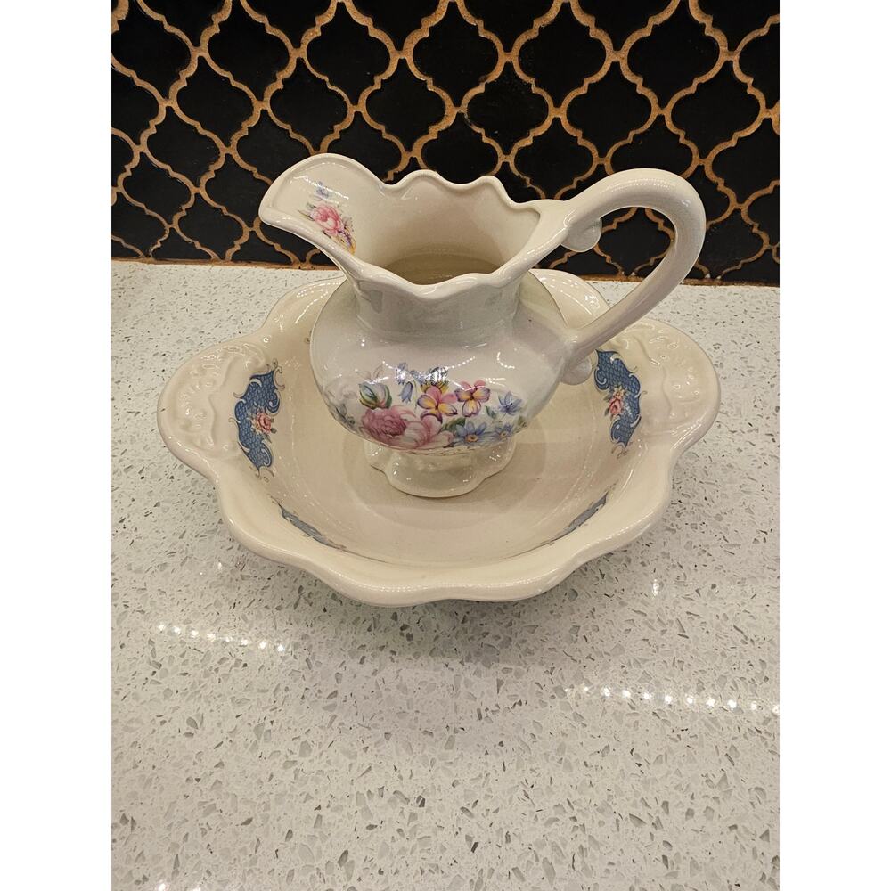 Ironstone Staffordshire Bowl and Pitcher